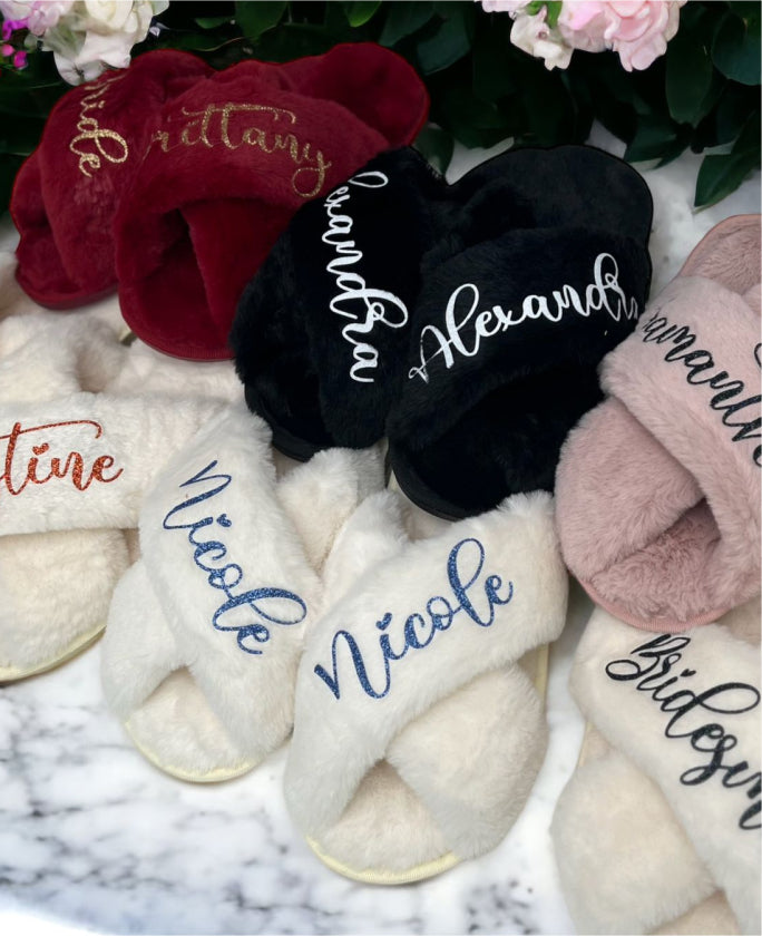 Personalized Bridal Fluffy Slippers