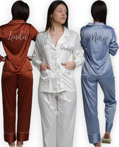 ASHLEY LONG CUSTOM BRIDESMAID PAJAMAS - VINYL NAME