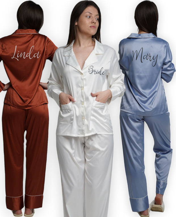 ASHLEY LONG CUSTOM BRIDESMAID PAJAMAS - VINYL NAME