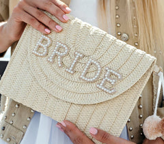 CUSTOM BRIDE STRAW CLUTCH