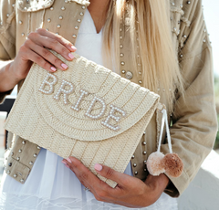 CUSTOM BRIDE STRAW CLUTCH