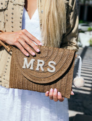 CUSTOM BRIDE STRAW CLUTCH