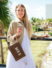 CUSTOM BRIDE STRAW CLUTCH