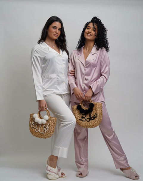 ASHLEY LONG CUSTOM BRIDESMAID PAJAMAS - VINYL NAME